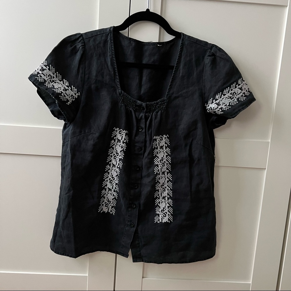 Vintage linen embroidered blouse